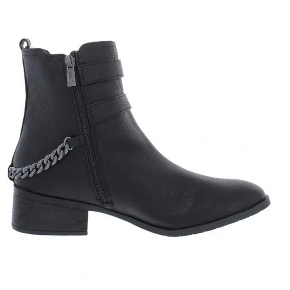 Kenneth Cole Reaction Womens Salt Biker Chain Faux Leather Chain Booties - Picture 3 of 3